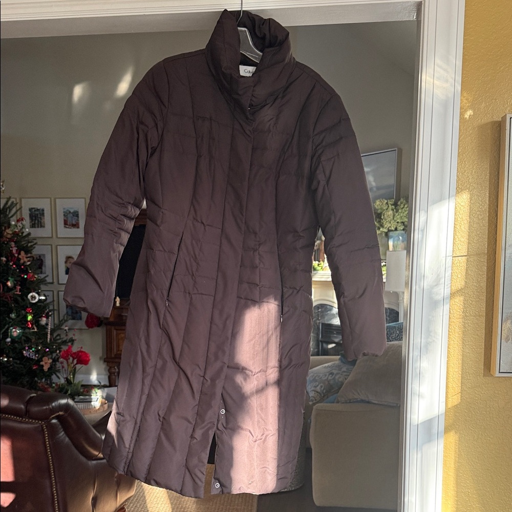 Calvin Klein Dark Brown down feather Puffer Coat